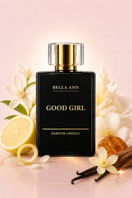 Good Girl Perfume bottle with Lemon and flowers