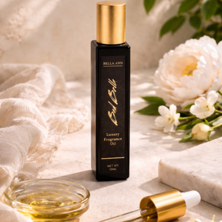 Fragrance oil for layering. Beautiful bottle with roses and chiffon