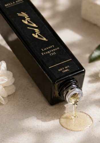 Fragrance Oil pouring out of a bottle. Use this to smell irresistible naturally