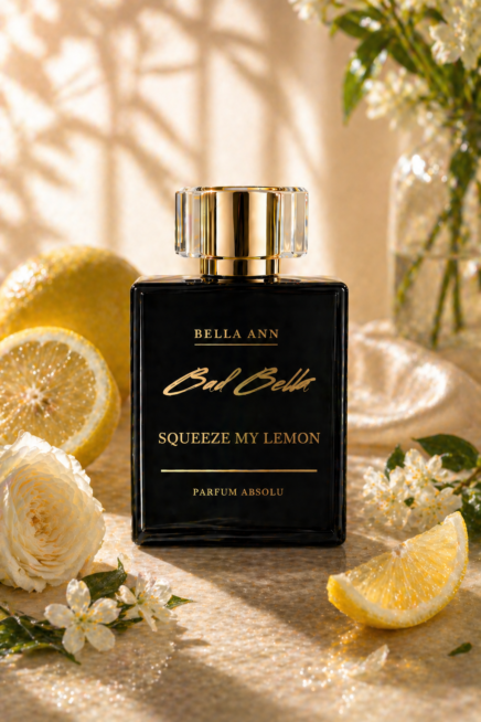 Squeeze my Lemon perfume bottle with lemons and roses