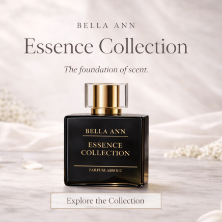 Essence Collection bottle with white roses and satin