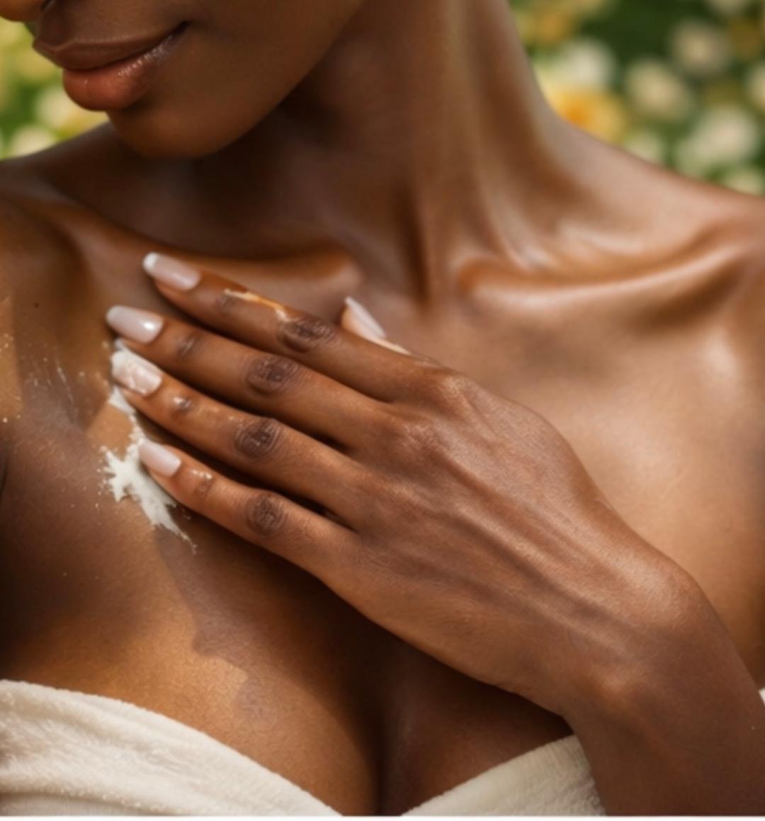 Lux Lotion being appliet by an african american lady with beautiful skin